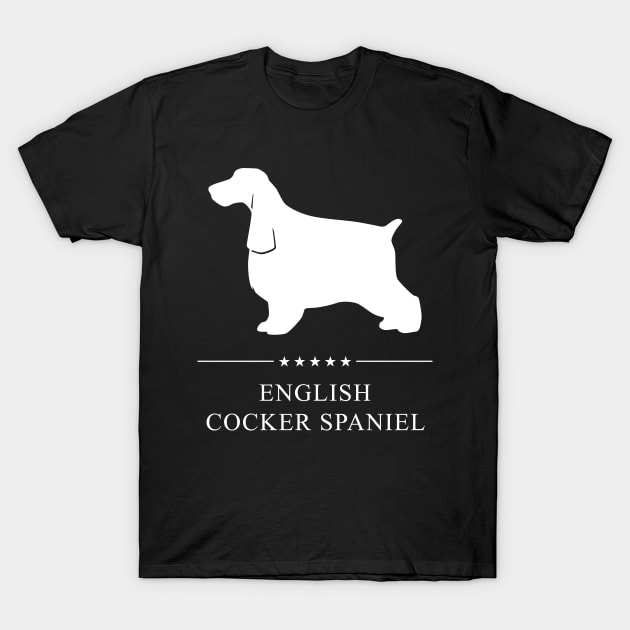 English Cocker Spaniel Dog White Silhouette T-Shirt by millersye